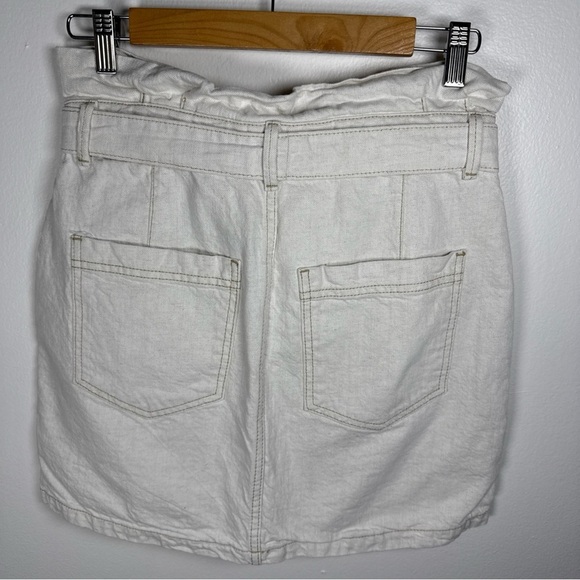 Free People Splendor In The Grass Tie waist Denim Skirt Oatmeal Size 6 - Picture 4 of 9